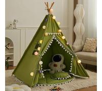 Tienda Tipi, Tipi Infantil, Campaña Infantil Canvas Tipi de algodón, Anti-colapso - Ventana Lateral, Casita Infantil Moderna y Duradera para Jugar y Descansar en Casa (A, 1.6CM)