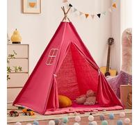 Tienda Tipi, Tipi Infantil, Campaña Infantil Canvas Tipi de algodón, Anti-colapso - Ventana Lateral, Casita Infantil Moderna y Duradera para Jugar y Descansar en Casa (E, 1.1CM)