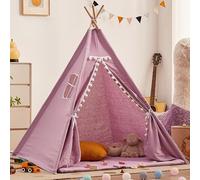 Tienda Tipi, Tipi Infantil, Campaña Infantil Canvas Tipi de algodón, Anti-colapso - Ventana Lateral, Casita Infantil Moderna y Duradera para Jugar y Descansar en Casa (D, 1.1CM)