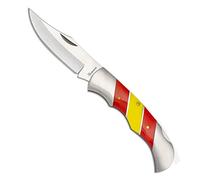 Tiendas LGP - Albainox 18704, Navaja acero Inox. Hoja 7,8 cm. Mango en Acero Inox. y Resina con los colores de la Bandera de España, forros de acero Inox.