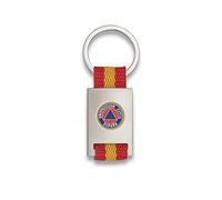 Tiendas LGP Albainox- Llavero Bandera DE ESPAÑA y Emblema Proteccion Civil, Plateado