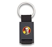 Tiendas LGP Albainox -Llavero con Chapa Francisco Franco -Lona Negra y Acero Negro Mate -Medidas 8 x 3 cm.