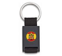 Tiendas LGP Albainox- Llavero con Escudo Aguila de San Juan-Lona Negra y Acero Negro Mate -Medidas 8 x 3 cm.