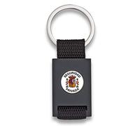 Tiendas LGP Albainox -Llavero Seguridad Privada -Lona Negra y Acero Negro Mate-Medidas 8 x 3 cm.