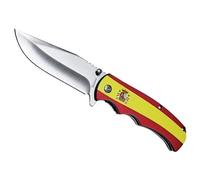 Tiendas LGP, Albainox - Navaja Bandera de España, con Hoja de Acero Vanadio 3Cr13Mov de 8,8 cm, Plegable, Mango de ABS diseño Bandera de España y Madera natural por detrás. 18257+3D018