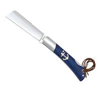 Tiendas LGP- Albainox - Navaja Marinera, Punta Cortada, Acero INOX. Hoja de 8 cm. Plegable Mango de Madera de Stamina Azul, Sistema de bloqueo Back Lock, Hueco con cordón fiador incluido, 18986