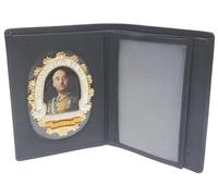 Tiendas LGP - Cartera Portaplaca de Piel Francisco Franco, Billetero, Tarjetero con Detalle de Bandera de España, Color Negro