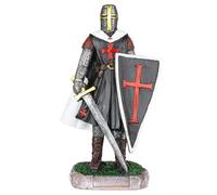 Tiendas LGP - Figura Caballero Templario con Espada y Escudo, 18 cm. Resina, Negro y Blanco