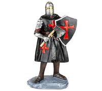 Tiendas LGP - Figura Caballero Templario con Hacha y Escudo, 18 cm. Resina, Negro