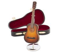 Tiendas LGP Guitarra española Decorativa marrón. Miniatura en Madera. con Estuche y Soporte