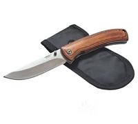 Tiendas LGP JKR Navaja Deportiva, Hoja 8 cm. Acero Inox. 440, empuñadura de Madera Stamina Roja. Funda de Nylon. JKR0714