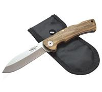 Tiendas LGP JKR Navaja Deportiva, Plegable, Hoja 8 cm. Acero Inox. 440, empuñadura de Madera de Cebrano. Funda de Nylon. JKR0649
