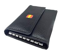 Tiendas LGP - Llavero de Cuero 8 Llaves Piel, Negro con detalle de Bandera de España