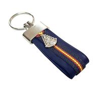 Tiendas LGP - Llavero de Cuero con Bandera de España y Virgen del Rocío, Color Azul