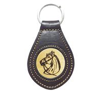 Tiendas LGP - Llavero de Cuero y Madera, con detalle de Caballo, Artesanal, Equitación