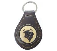 Tiendas LGP - Llavero de Cuero y Madera, con detalle de Toro, Artesanal, Taurino