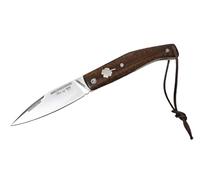 Tiendas LGP - MIGUEL NIETO Navaja Luck 50-AN, con hoja en acero inoxidable Böhler N695co hoja de 8 cm. y empuñadura en Palo de Serpiente Pulida, Hueco con cordón fiador incluido