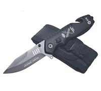 Tiendas LGP Navaja K25-19801 Emblema Guardia Civil, Plegable Negra, Hoja: 8.4 cm. con Funda - Herramienta para Caza, Pesca, Camping, Outdoor, Supervivencia y Bushcraft