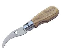 Tiendas LGP - Navaja Micológica para Recolección de Setas, Plegable, Hoja 6 cm, cierre de seguridad, Mango en madera de Roble, Rovellons