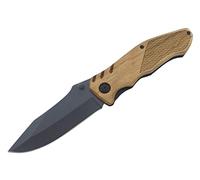 Tiendas LGP - Peralta 2040 - Navaja Plegable negra, acero Inox. Hoja 8,5 cm. Mango en Madera natural, Forros de acero Inox.