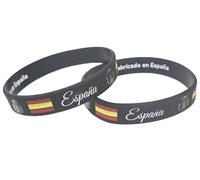 Tiendas LGP - Pulseras de Goma de Silicona con diseño de Bandera de España y Escudo, Negra. 2 unidades