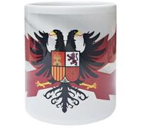 Tiendas LGP - Taza Cerámica, Cruz de Borgoña con Escudo del Águila Bicéfala, Decorada con impresión fotográfica 3D.