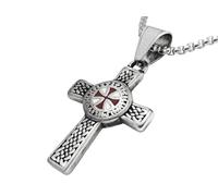 Tiendas LGP - Tole10 Imperial - Collar con colgante de Cruz Templaria de caballeros templarios, con cadena de 60 cm. Doble cara.