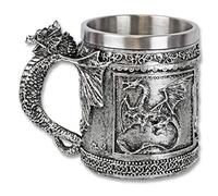 Tiendas LGP- Tole10 Imperial- Jarra de Cerveza Decoración 3D Dragones 360º, Tamaño 12 cm.