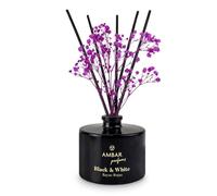 TIENDIFY - Mikado Difusor con Varillas 40 ml Ambar Perfums - Flor Decorativa - Diseño Black & White - 0% Alcohol +45 Días de Fragancia para Hogar y Oficina (1 Unidad, Bayas Rojas)