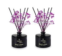 TIENDIFY - Mikado Difusor con Varillas 40 ml Ambar Perfums - Flor Decorativa - Diseño Black & White - 0% Alcohol +45 Días de Fragancia para Hogar y Oficina (2 Unidades, Bayas Rojas)