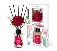 TIENDIFY Mikado Pétalos de Rosa Ámbar 75 ml, Ambientador con Flor Decorativa y Varillas Difusoras, Aroma Floral para Hogar, Dormitorio, Salón, Idea de Regalo (1 Unidad)