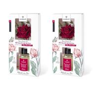 TIENDIFY Mikado Pétalos de Rosa Ámbar 75 ml, Ambientador con Flor Decorativa y Varillas Difusoras, Aroma Floral para Hogar, Dormitorio, Salón, Idea de Regalo (2 Unidades)