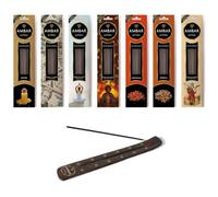 TIENDIFY - Pack 7 inciensos Ambar (140 Varillas) con Porta inciensos de Regalo, Aromas Naturales para relajación y meditación