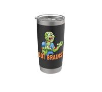 ¿Tienes cerebro? Zombies hambrientos divertidos Halloween Cartoon Zombies Vaso térmico de acero inoxidable de doble pared