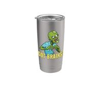 ¿Tienes cerebro? Zombies hambrientos divertidos Halloween Cartoon Zombies Vaso térmico de acero inoxidable de doble pared