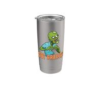 ¿Tienes cerebro? Zombies hambrientos divertidos Halloween Cartoon Zombies Vaso térmico de acero inoxidable de doble pared