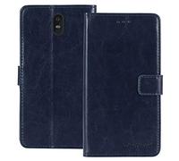 TienJueShi Azul Oscuro Retro Premium Función de Soporte Funda Caso Teléfono Case para Caterpillar Cat S42 4 Inch TPU Silicona Carcasa Proteccion Cuero Cover Etui