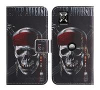 TienJueShi Calavera Función de Soporte Funda Caso Carcasa Case Proteccion Cuero Cover Etui para Crosscall Core M6 5.99 Inch