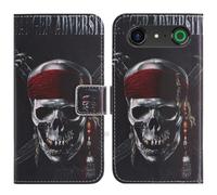 TienJueShi Calavera Función de Soporte Funda Caso Carcasa Case Proteccion Cuero Cover Etui para Doro Aurora A10 4.5 Inch