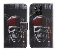 TienJueShi Calavera Función de Soporte Funda Caso Carcasa Case Proteccion Cuero Cover Etui para Energizer E288s 2.8 Inch