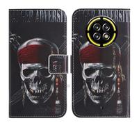TienJueShi Calavera Función de Soporte Funda Caso de Carcasa TPU Silicona Case Proteccion Cuero Cover Etui para Cubot Kingkong Ace 5 6.745 Inch