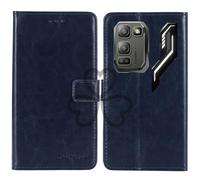 TienJueShi Negro Retro Premium Función de Soporte Funda Caso Teléfono Case Carcasa Proteccion Cuero Cover Etui para Blackview Fort 5 6.78 Inch