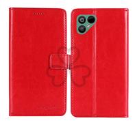 TienJueShi Rojo Retro Premium Función de Soporte TPU Silicona Funda Caso Teléfono Case para Fairphone 4 6.3 Inch Carcasa Proteccion Cuero Cover Etui