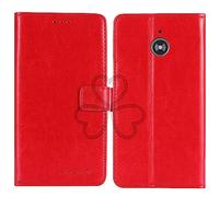 TienJueShi Rojo Retro Premium Magnético Función de Soporte Funda Caso de Stent y Ranuras Teléfono Case para Doro 780x 780x iup 2.8 Inch Carcasa Proteccion Cuero Cover Etui