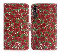TienJueShi Rosa Flower Magnético Soporte Funda Caso Carcasa TPU Silicona Case para Doro 8050 Plus 5.7 Inch Proteccion Cuero Cover Etui