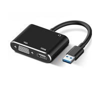 TIEOAXFT Adaptador VGA Compatible con USB 3.0, concentrador Divisor 4K y for computadora, de Escritorio, portátil, PC, Monitor proyector