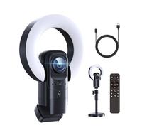 TIEOAXFT Cámara Web 4K con Enfoque automático de IA, Anillo luz, micrófono, Control Remoto, USB y reproducción for videollamadas en Vivo Youtube Zoom