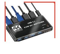 TIEOAXFT Divisor Compatible con 8K, conmutador KVM 4K, USB 2 en 1 for Monitor de computadora, Teclado y Mouse, Impresora EDID/HDCP(ZY-AHK108)