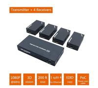 TIEOAXFT Extensor Divisor 1x7 de 60 m, Extensor UTP 1x2 Cat5e Cat6 1080P RJ45, transmisor y Receptor(One TX and Four RX)