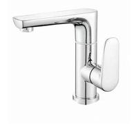 TIEOAXFT Grifo de baño Giratorio de 360°, Grifo de Lavabo de Acero Inoxidable, Mezclador de Agua fría y Caliente, Grifo de encimera de baño Gris/Plateado.(Silver)